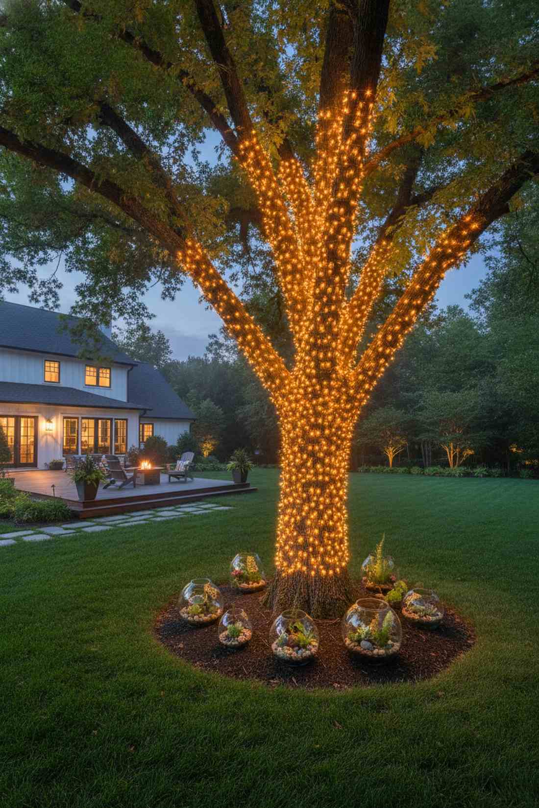 tree wrapped fairy lights