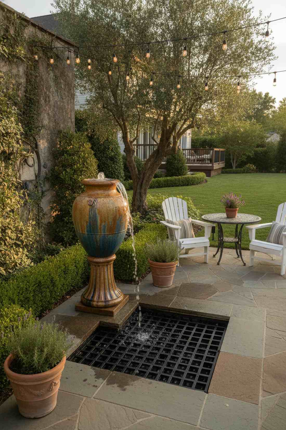 urn fountain with pedestal base