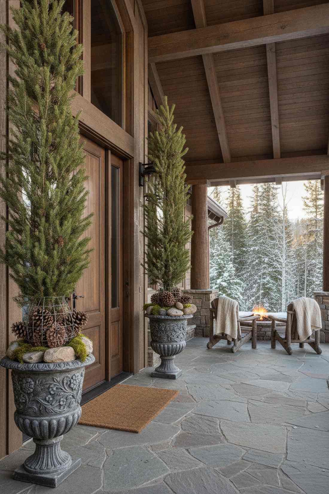 vertical pine urn display