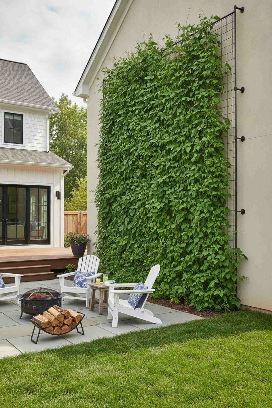 vertical wall trellis for pole beans