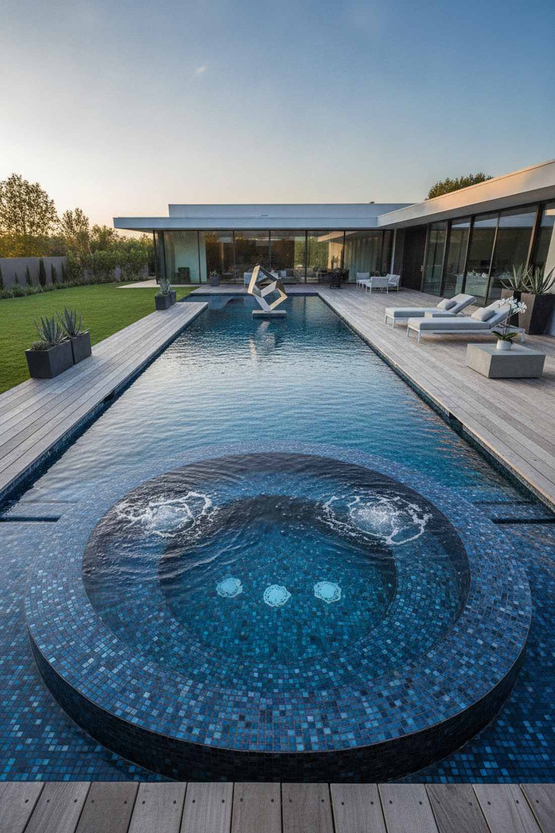zero edge pool with integrated spa