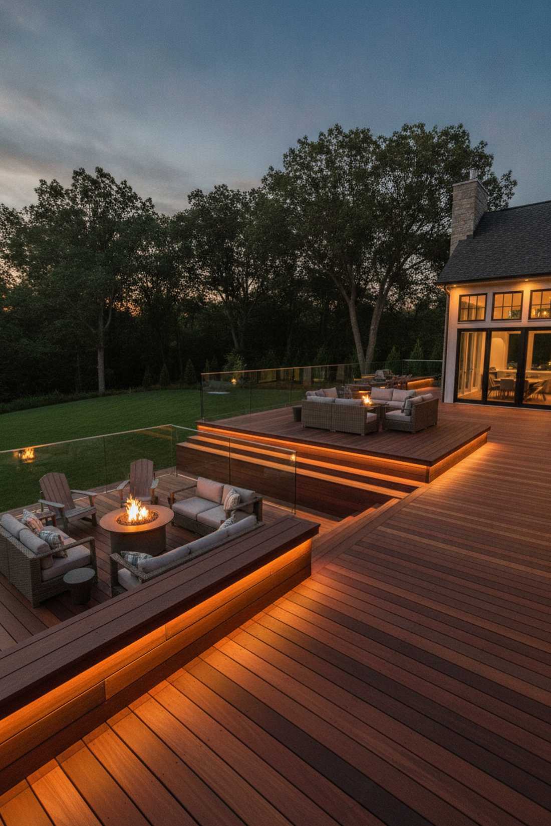 deck rail integrated strips
