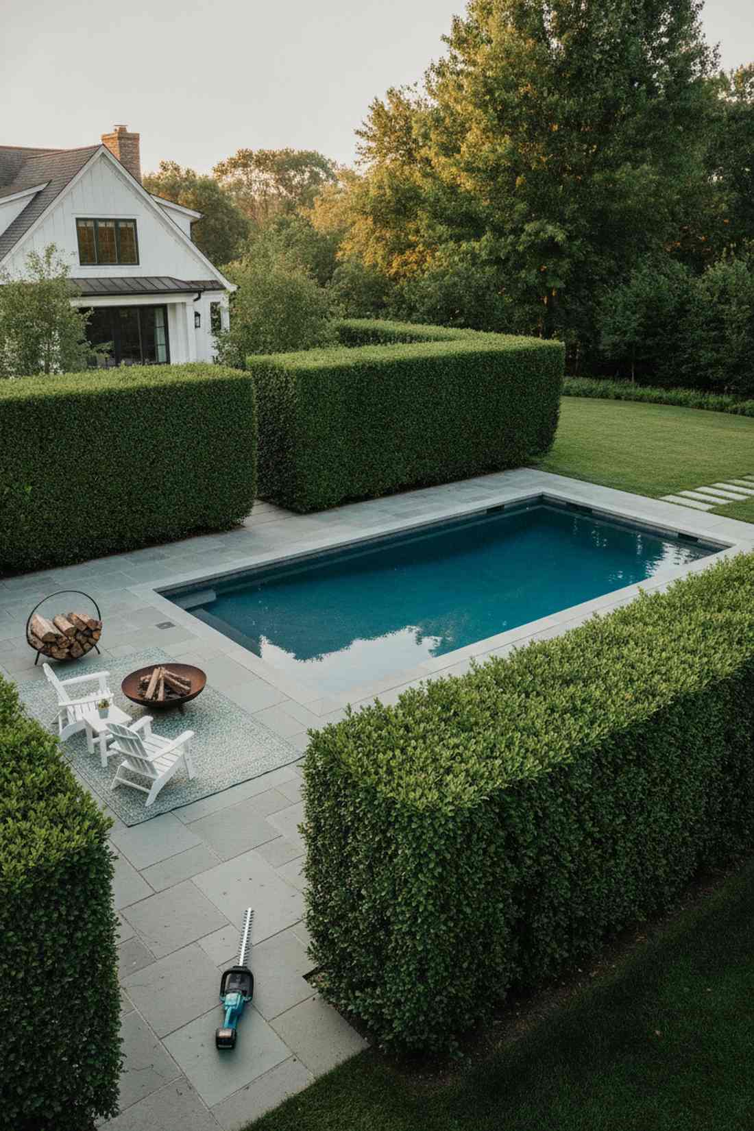 evergreen hedge backdrop