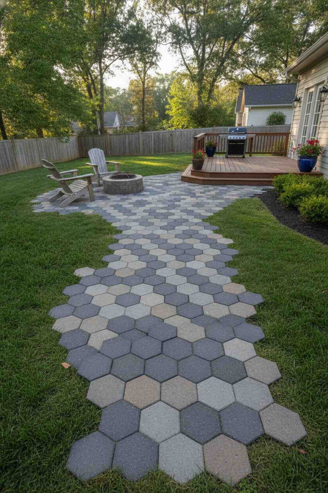 hexagonal paver layout