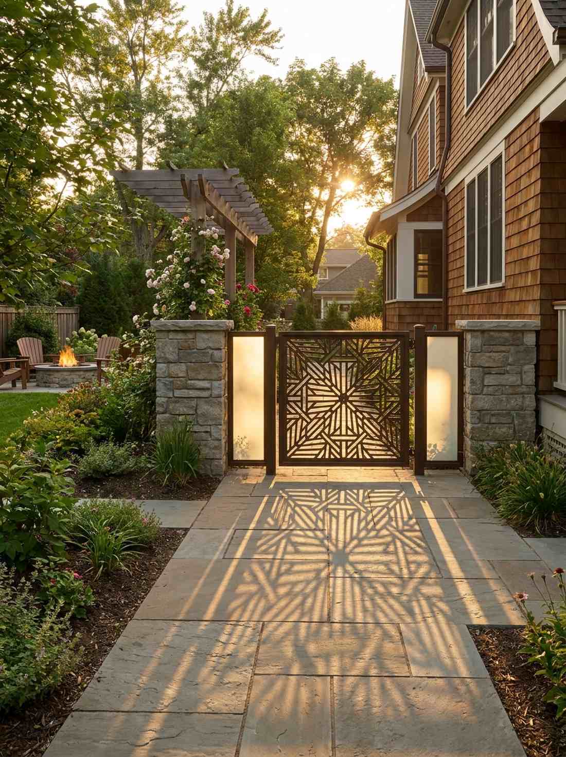 laser cut metal pattern gate