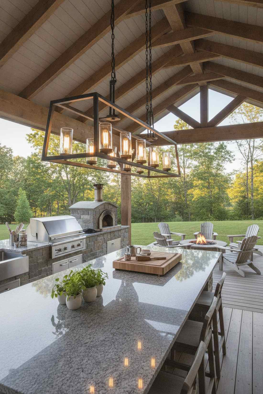 linear island chandeliers