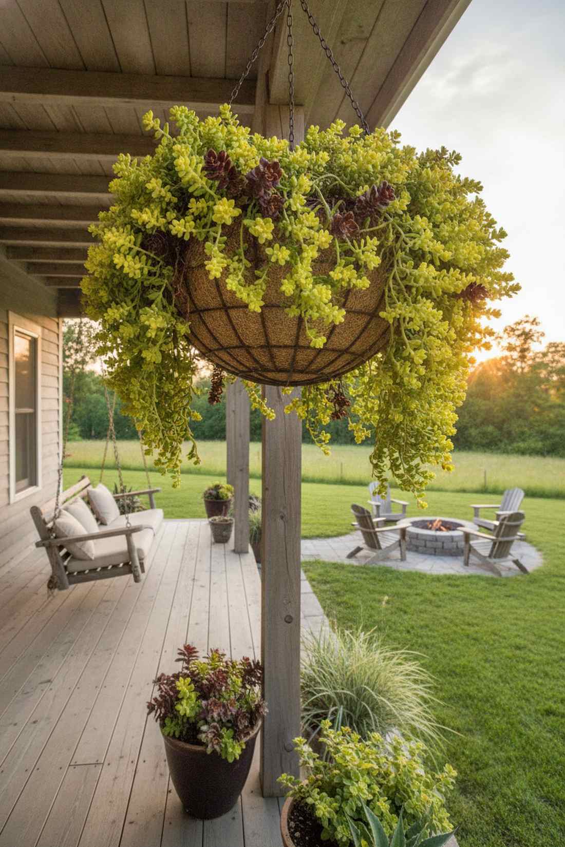 mixed trailing sedum basket