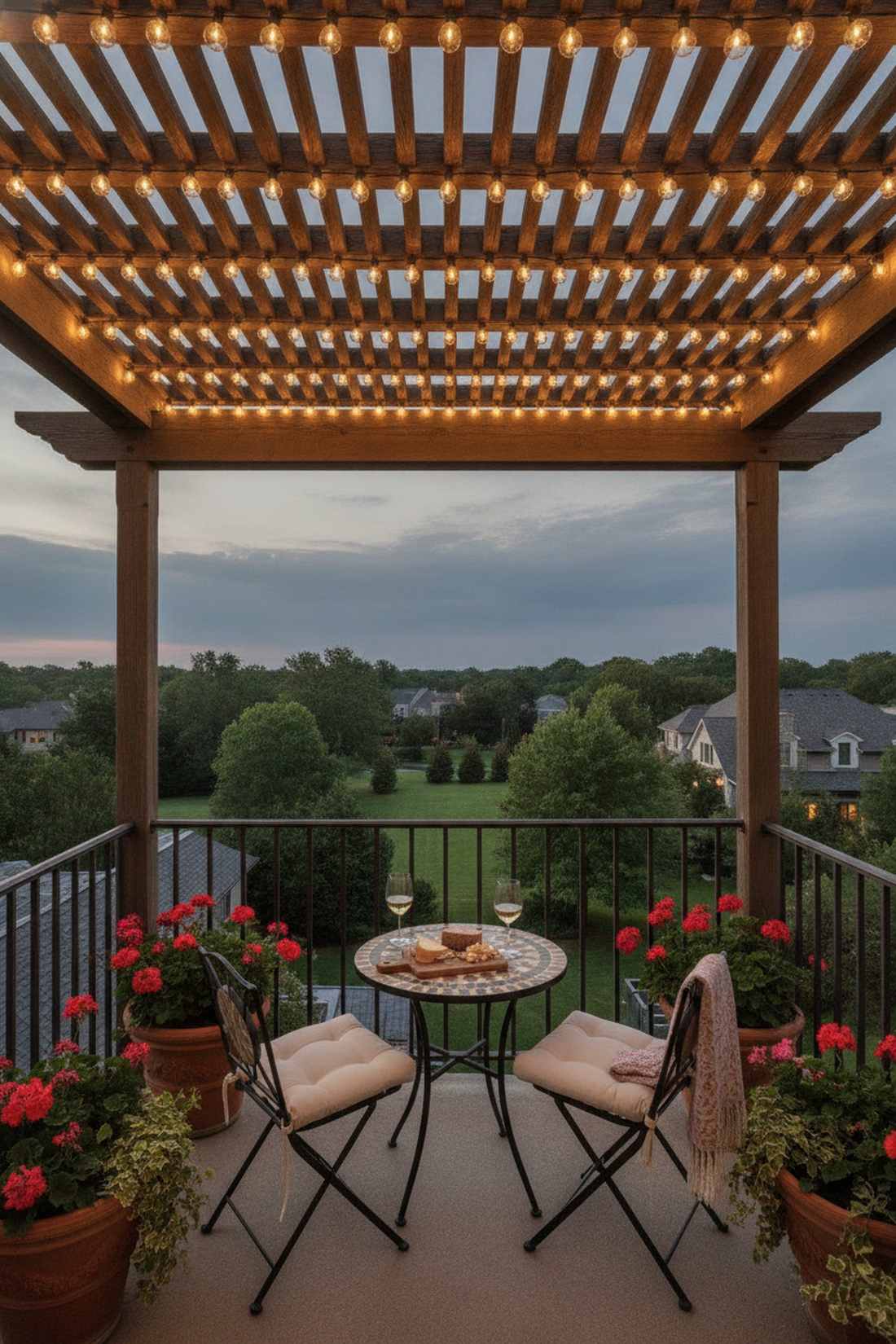 overhead pergola mini string lights