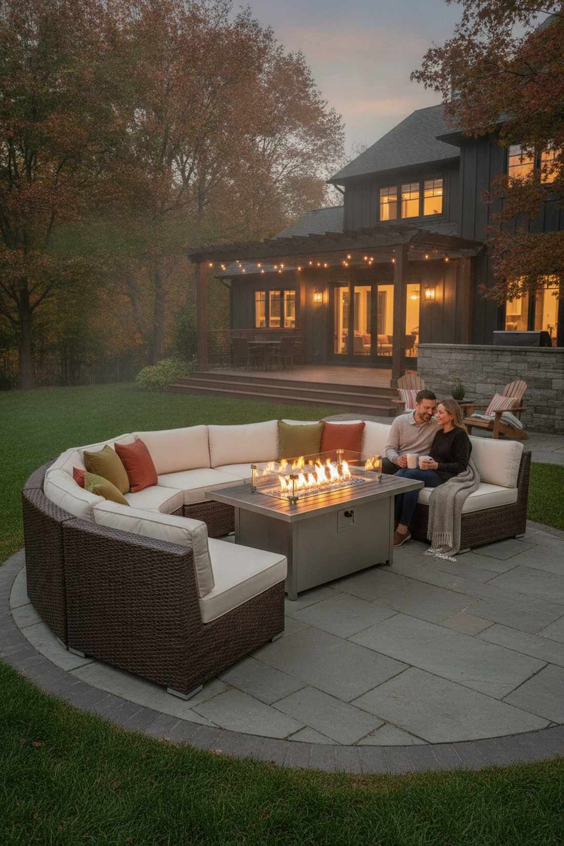 seven piece sectional with propane fire table