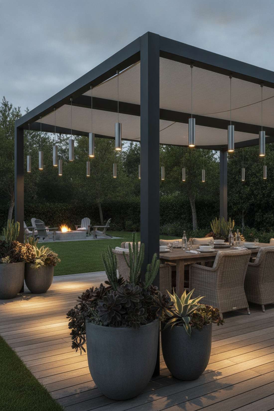 shade structure integrated downlighting
