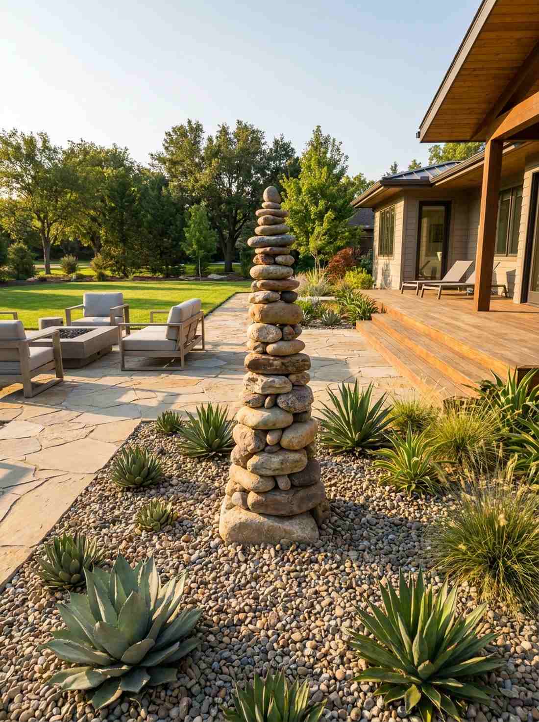 stacked stone cairn