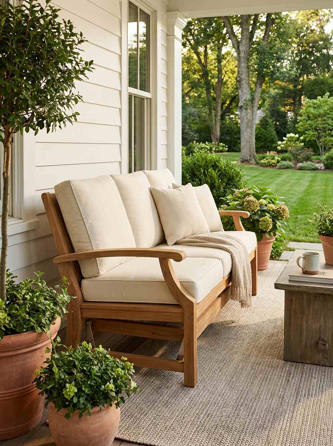 teak wood glider bench