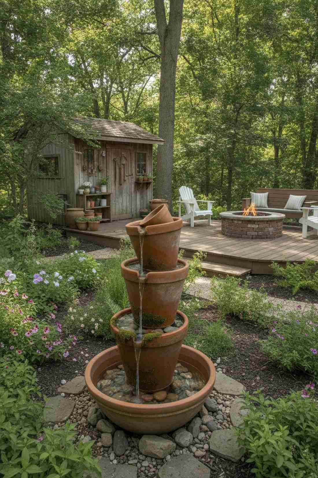 terra cotta pot cascade