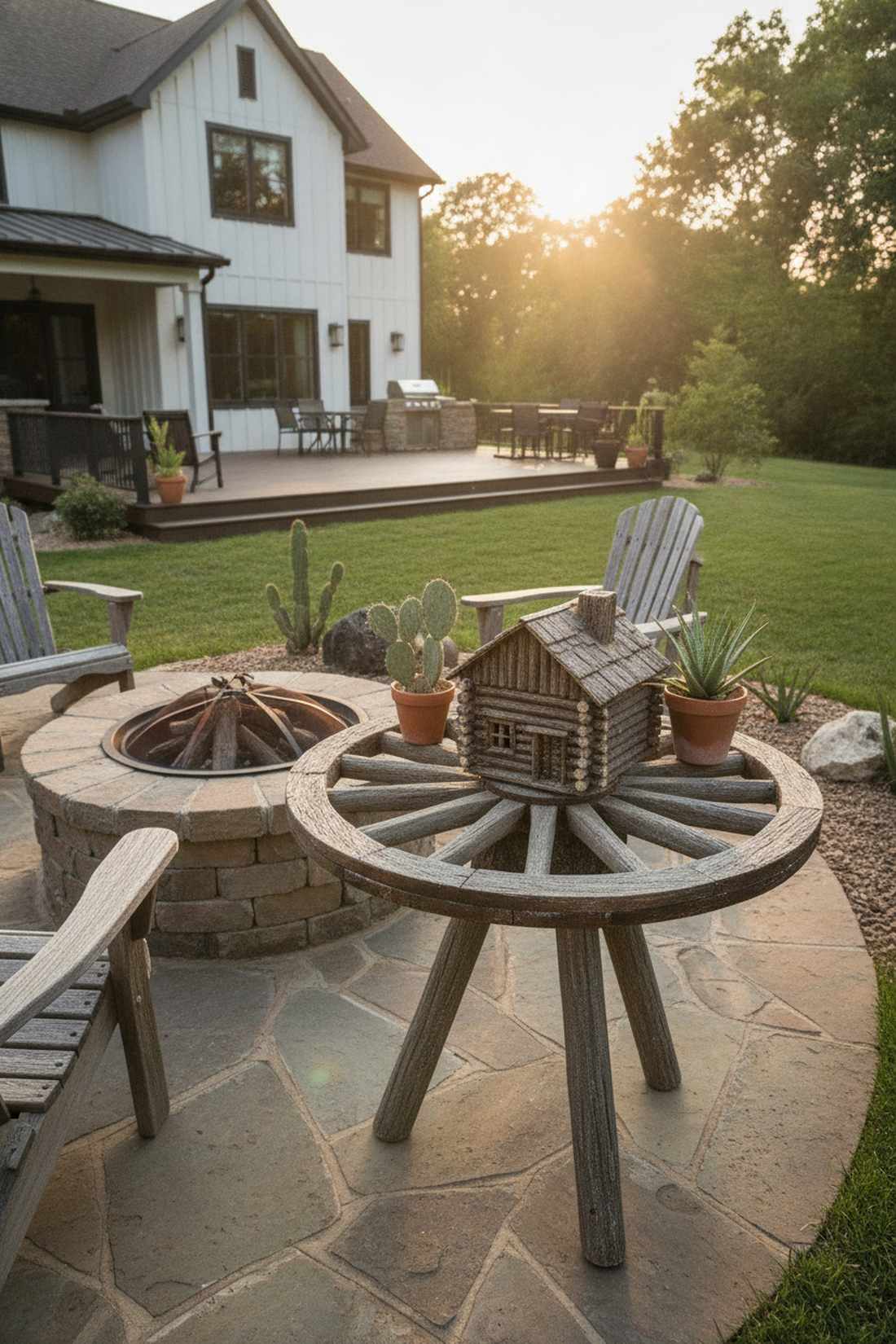wagon wheel side table