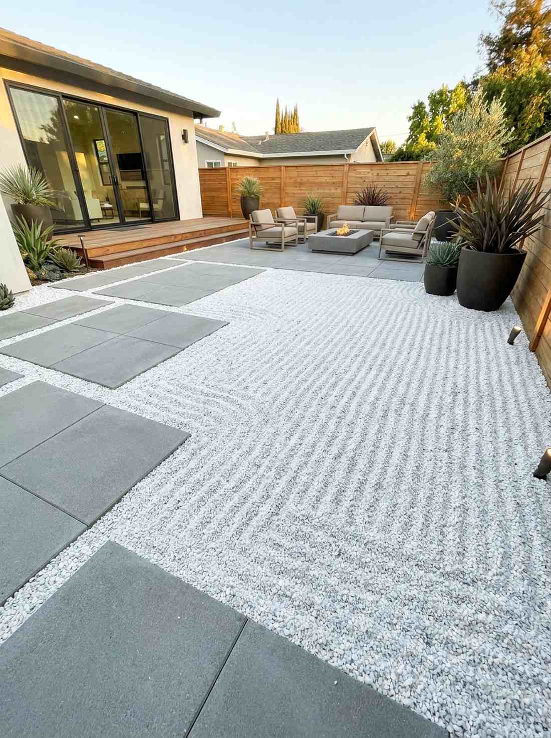 white gravel with gray concrete