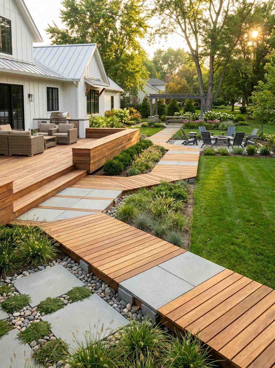 wood plank and stone combination