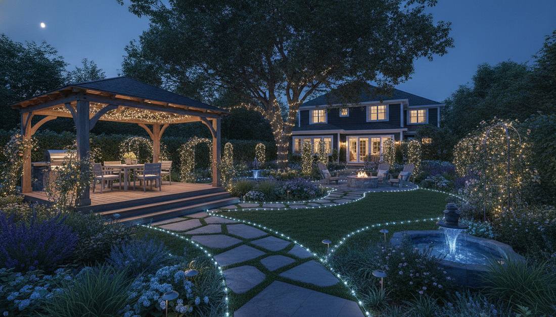 309 solar fairy lights in garden vertical