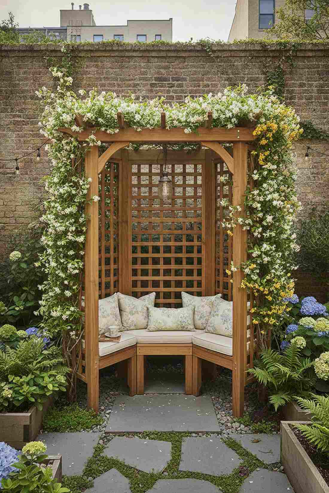 alcove bench with arbor