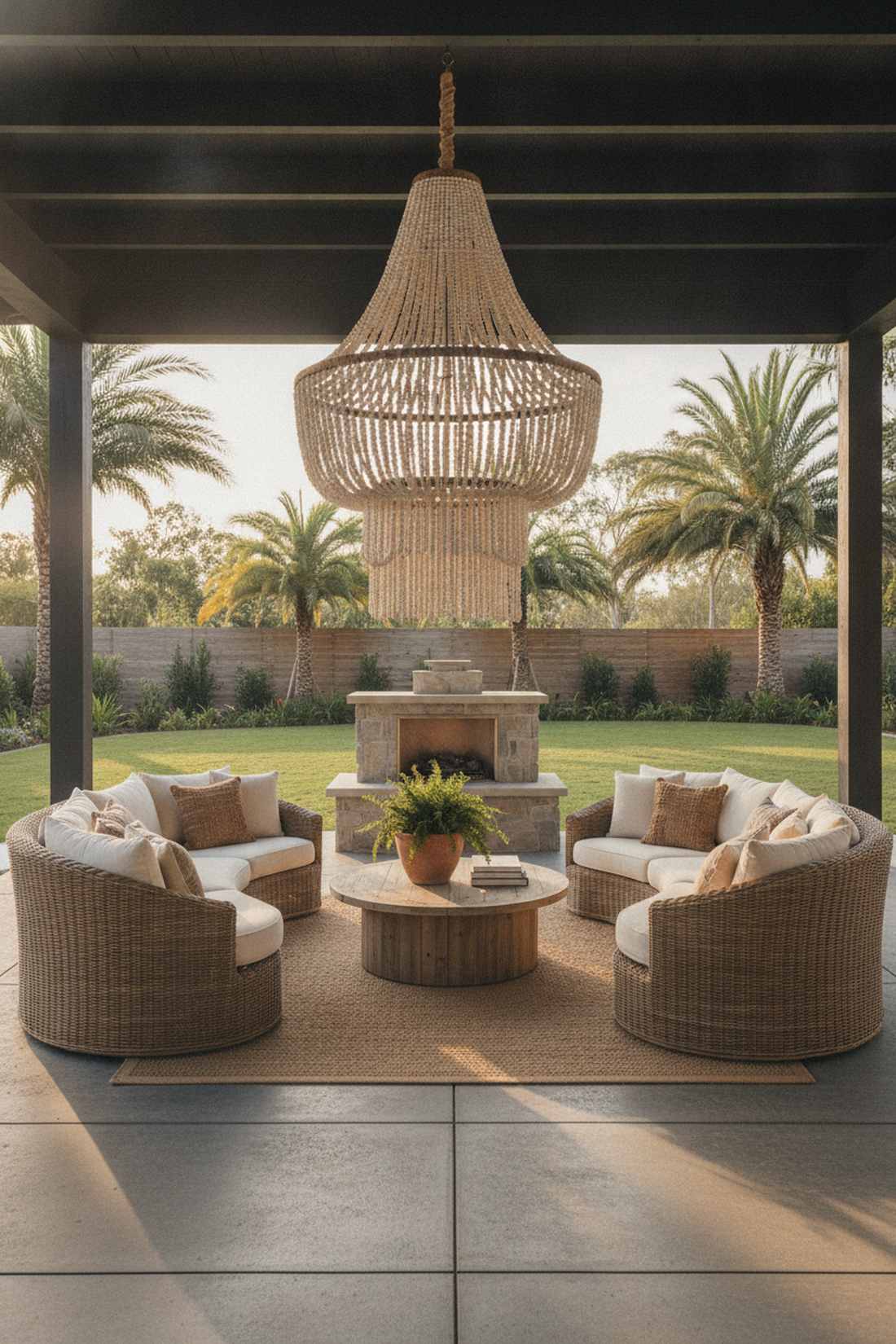 beaded wood chandeliers