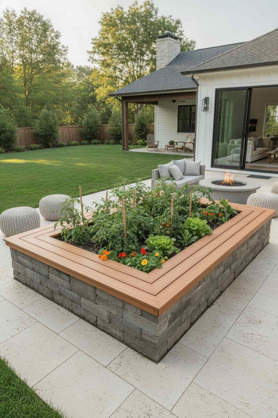 bench integrated raised bed