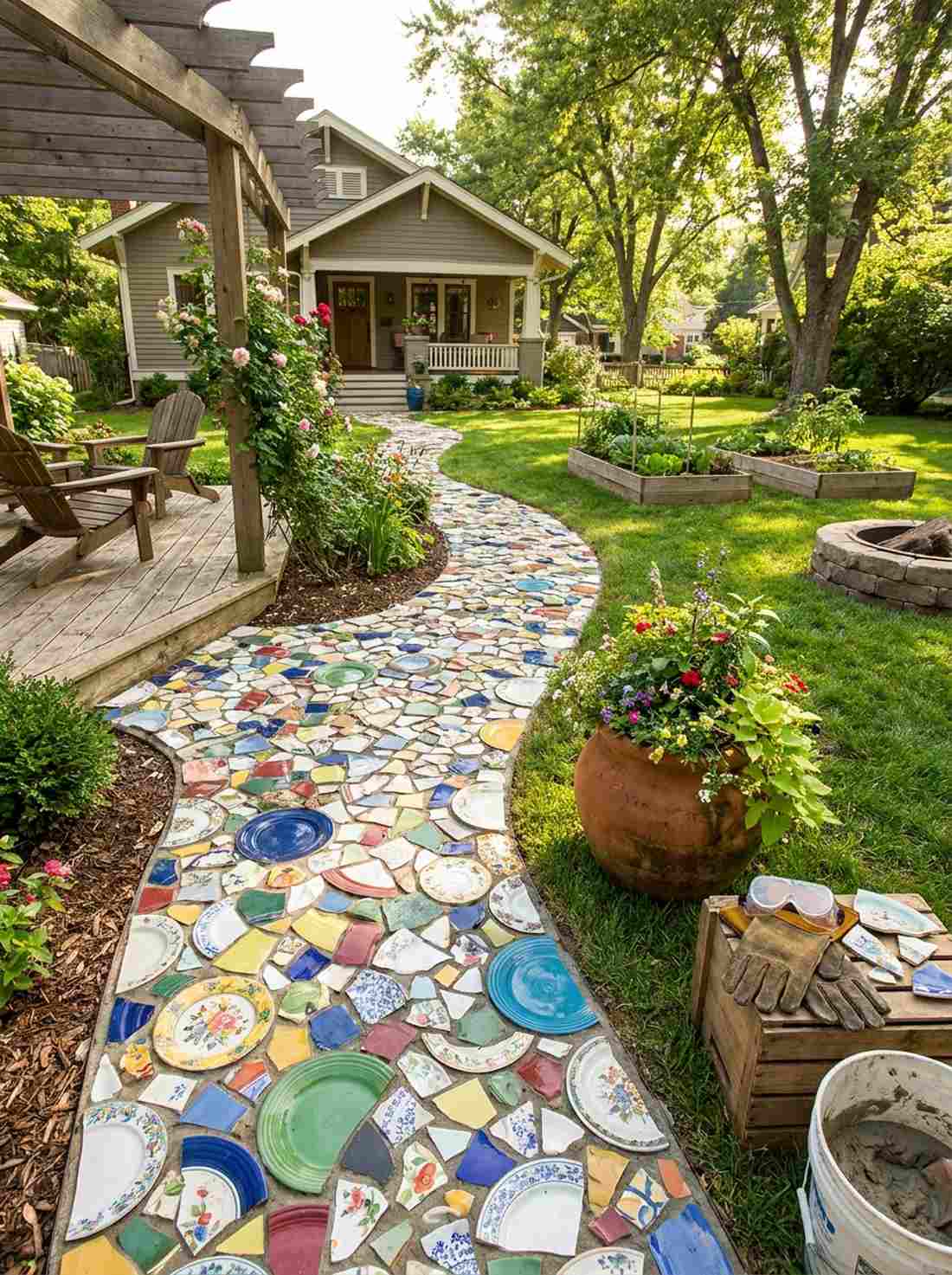 broken pottery patchwork