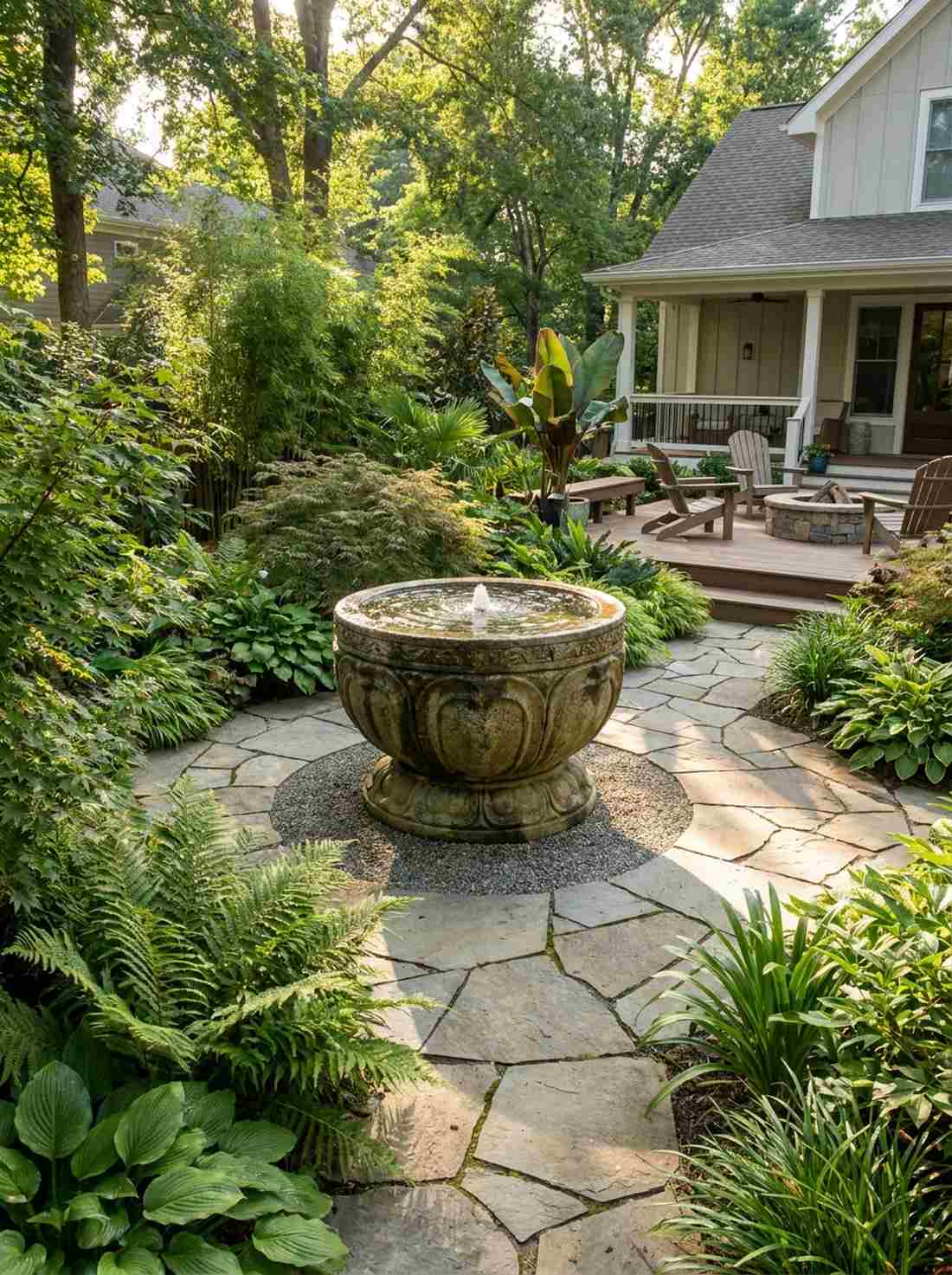 carved stone fountain centerpiece