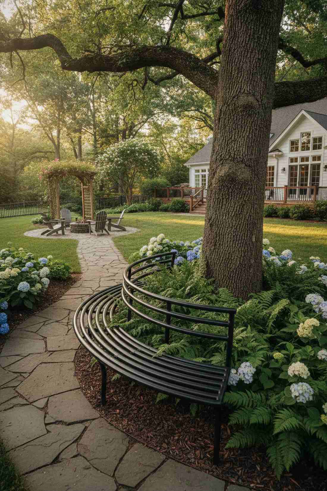 curved metal garden bench seats