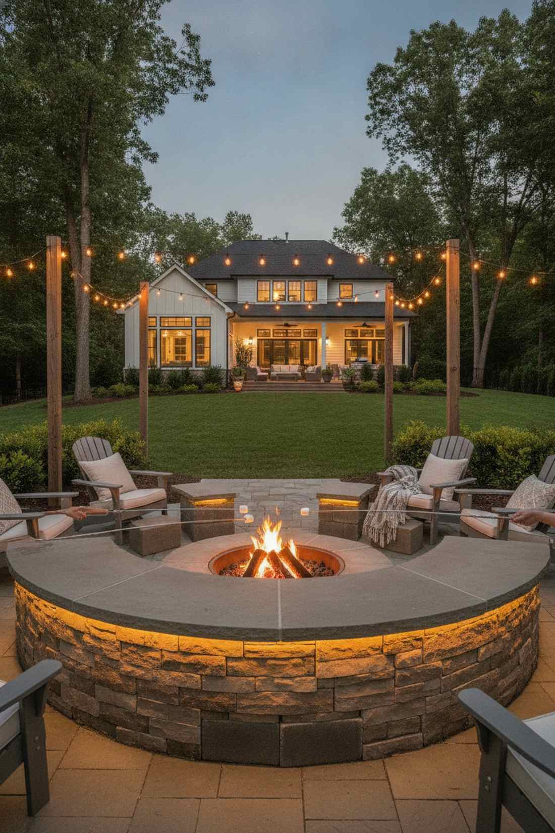 fire pit surround bench