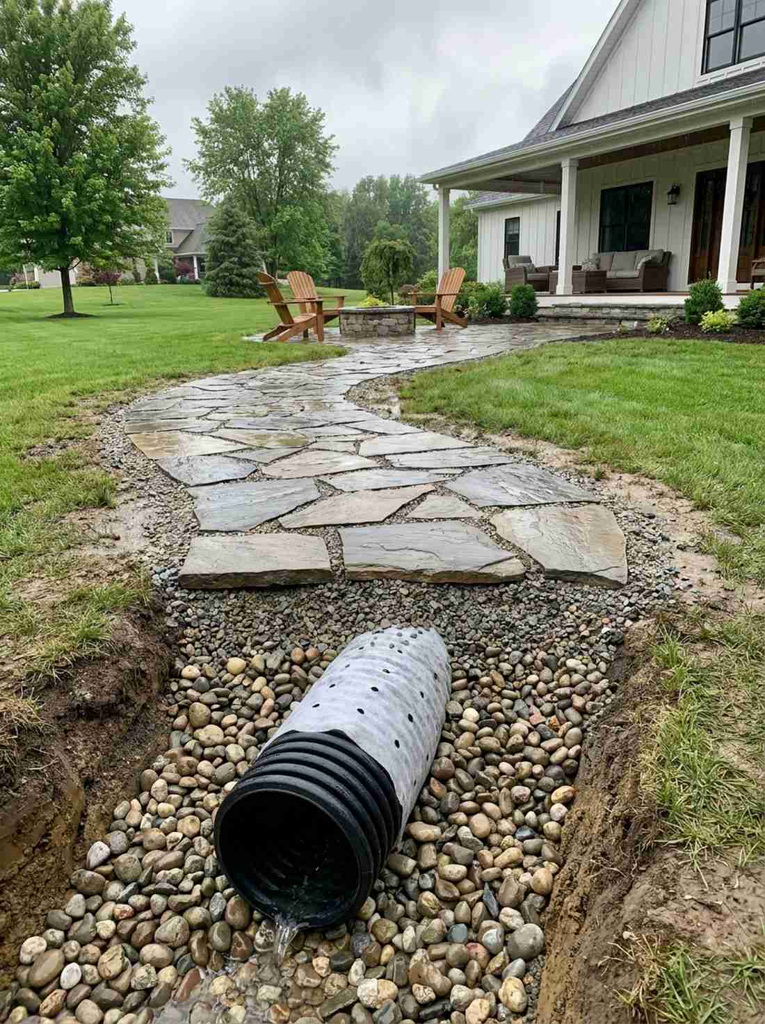 french drain integrated path