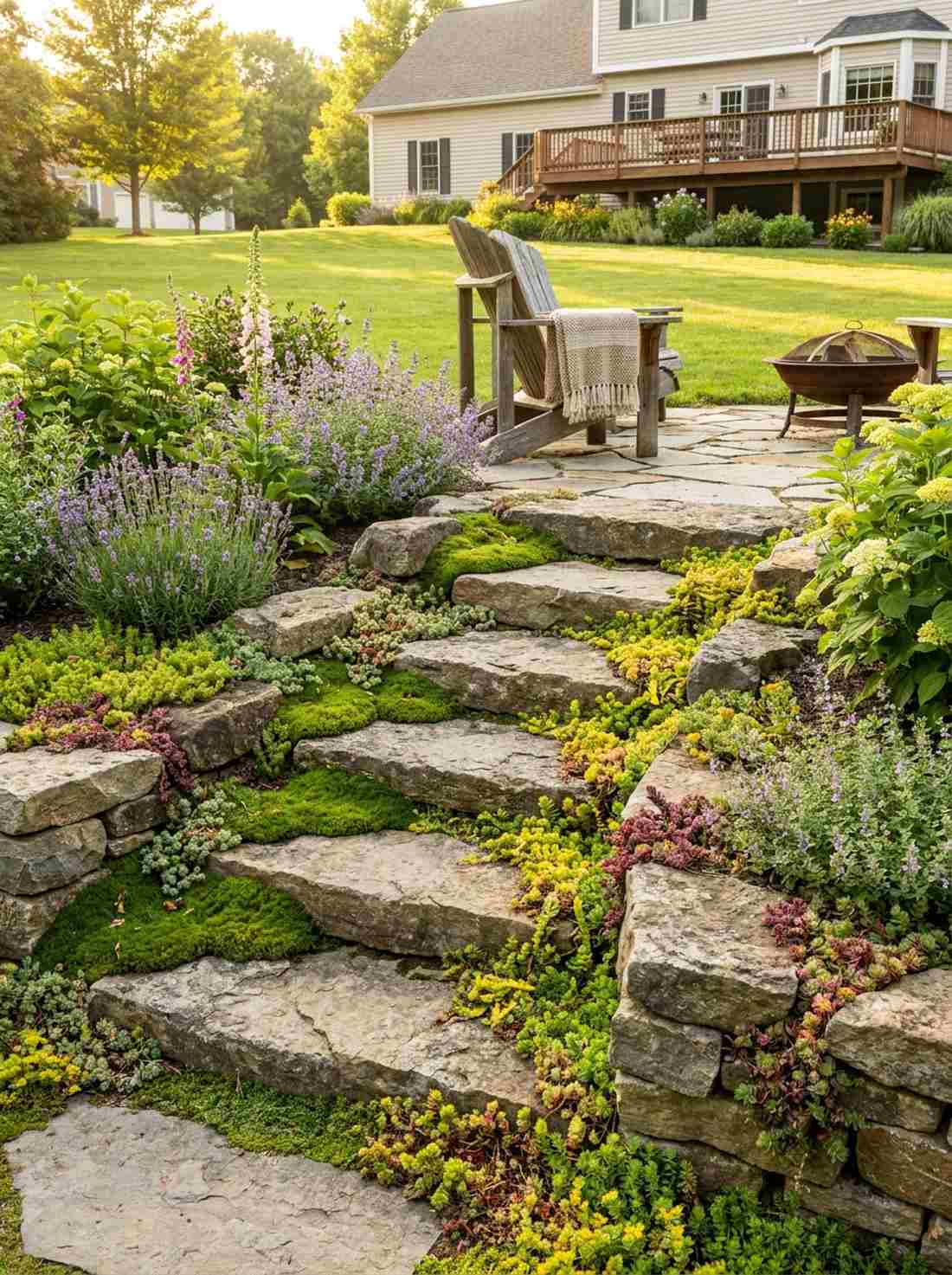 integrated stone garden steps