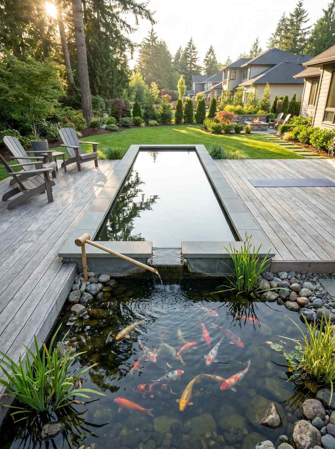 meditation pool with koi pond