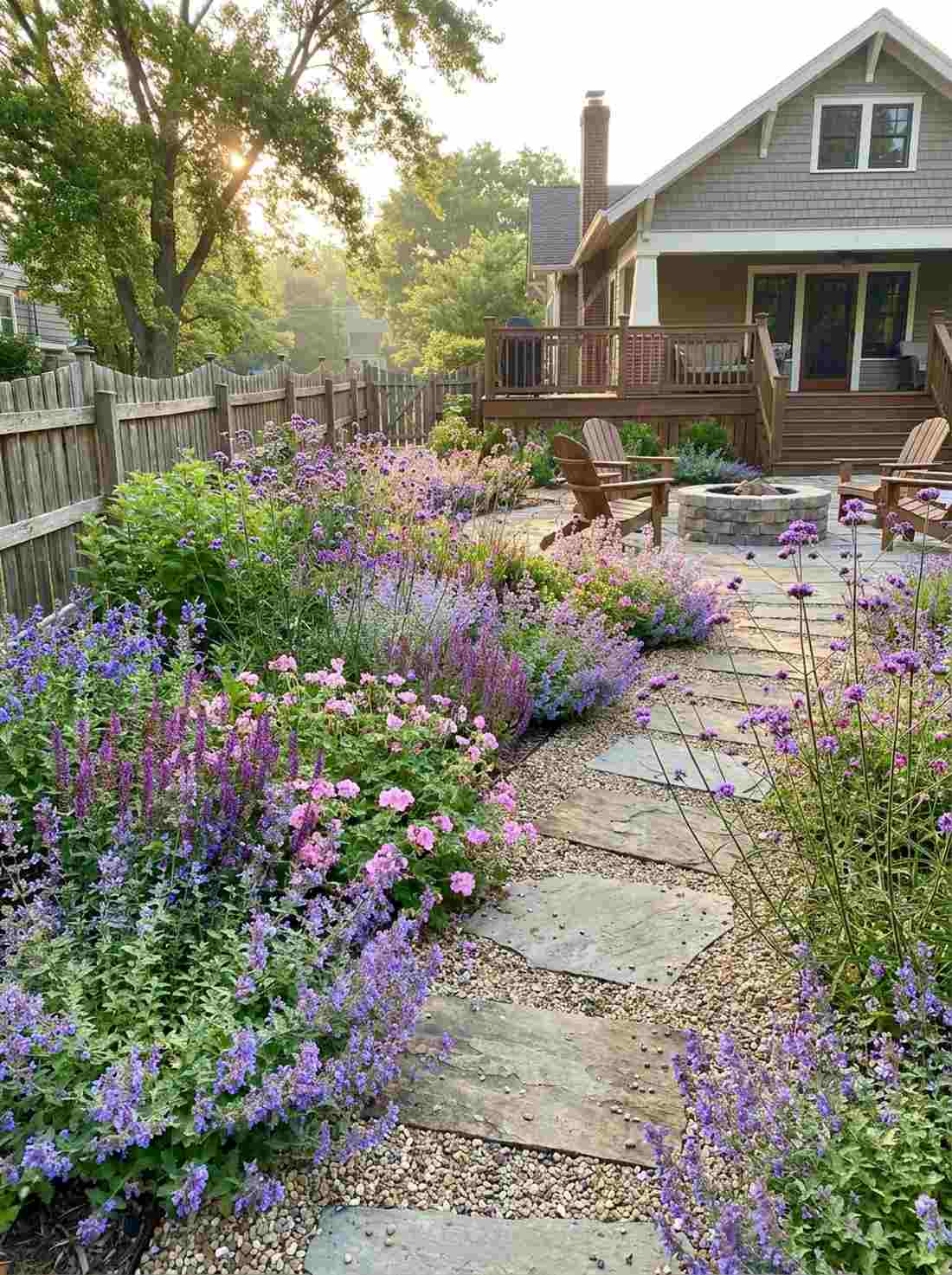 purple pink romantic planting