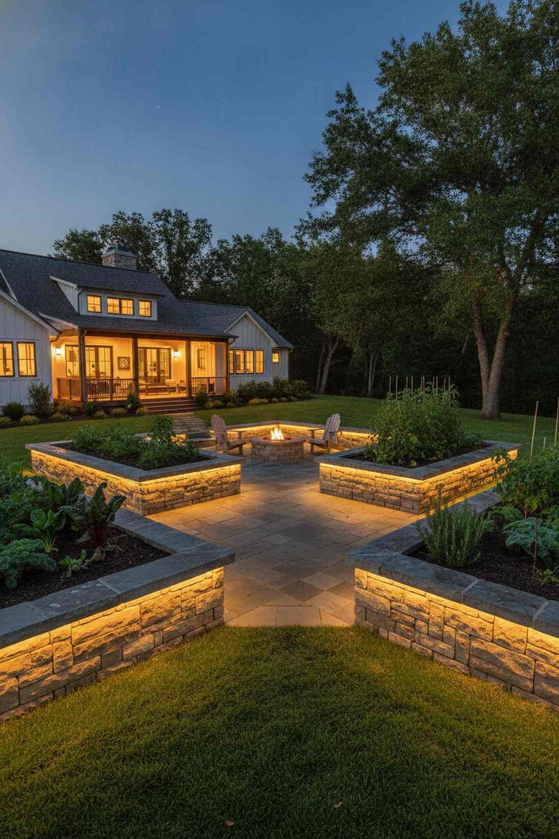 raised bed coping lights