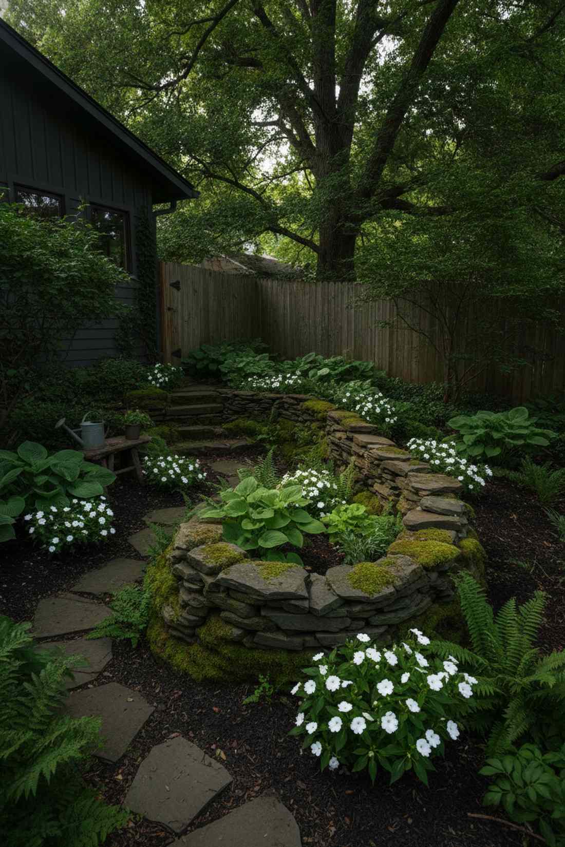 shade loving flower pocket bed