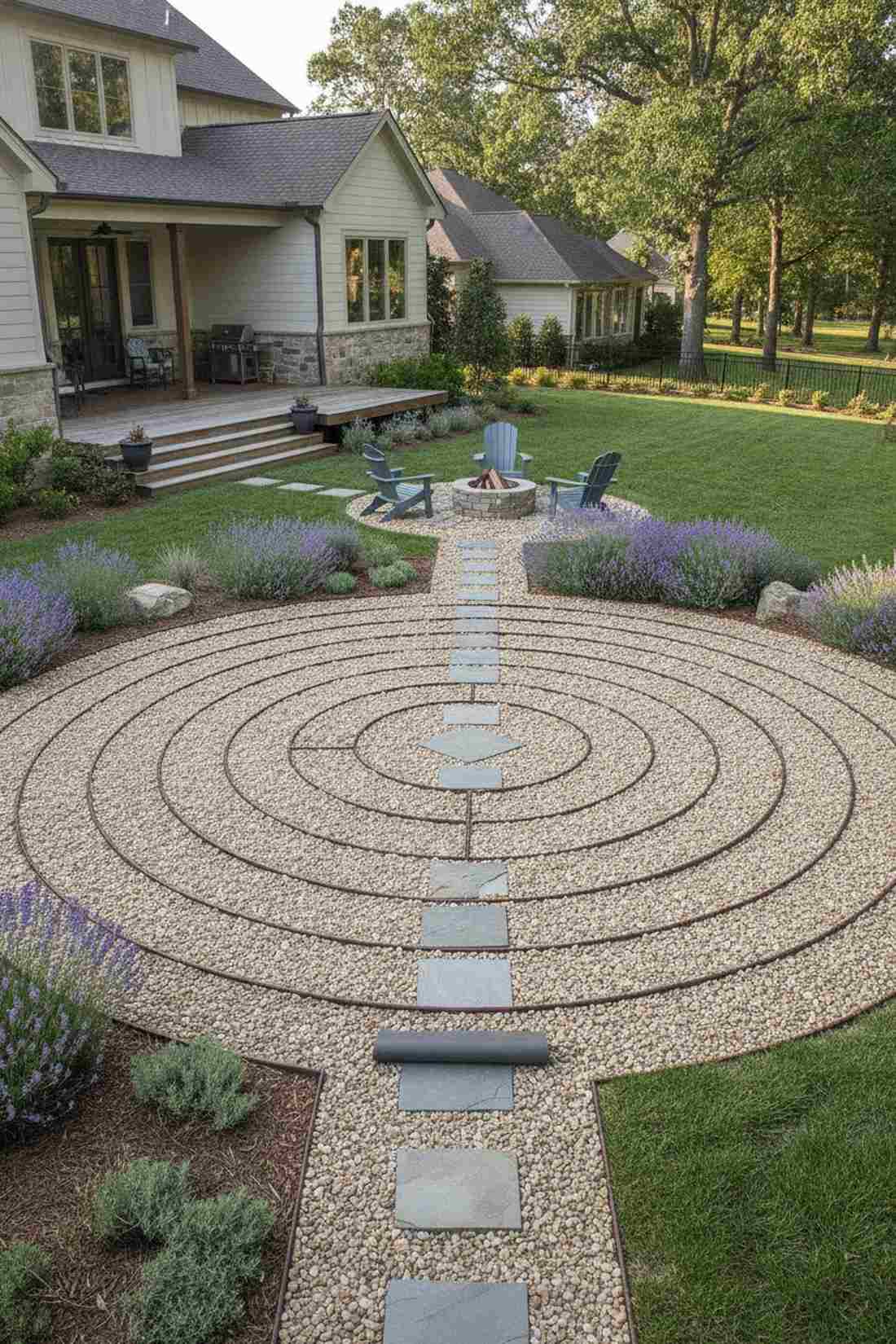 stone and gravel labyrinth path