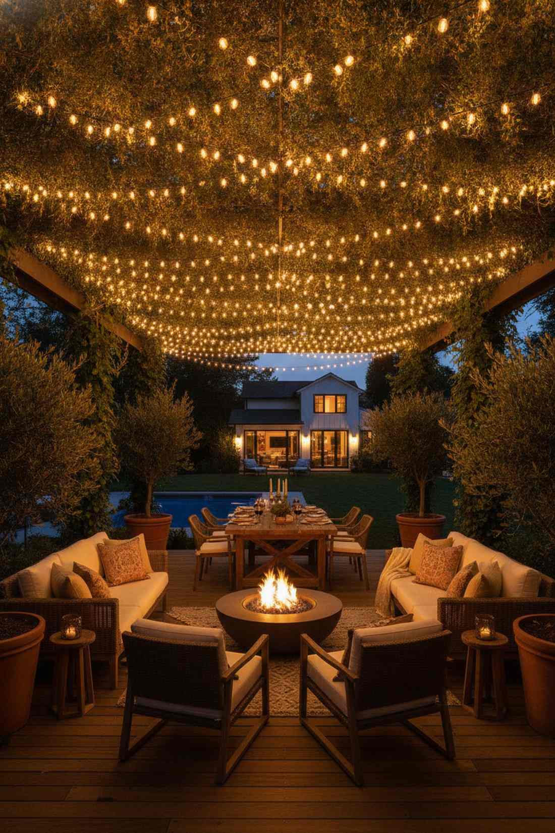 string light canopy overhead