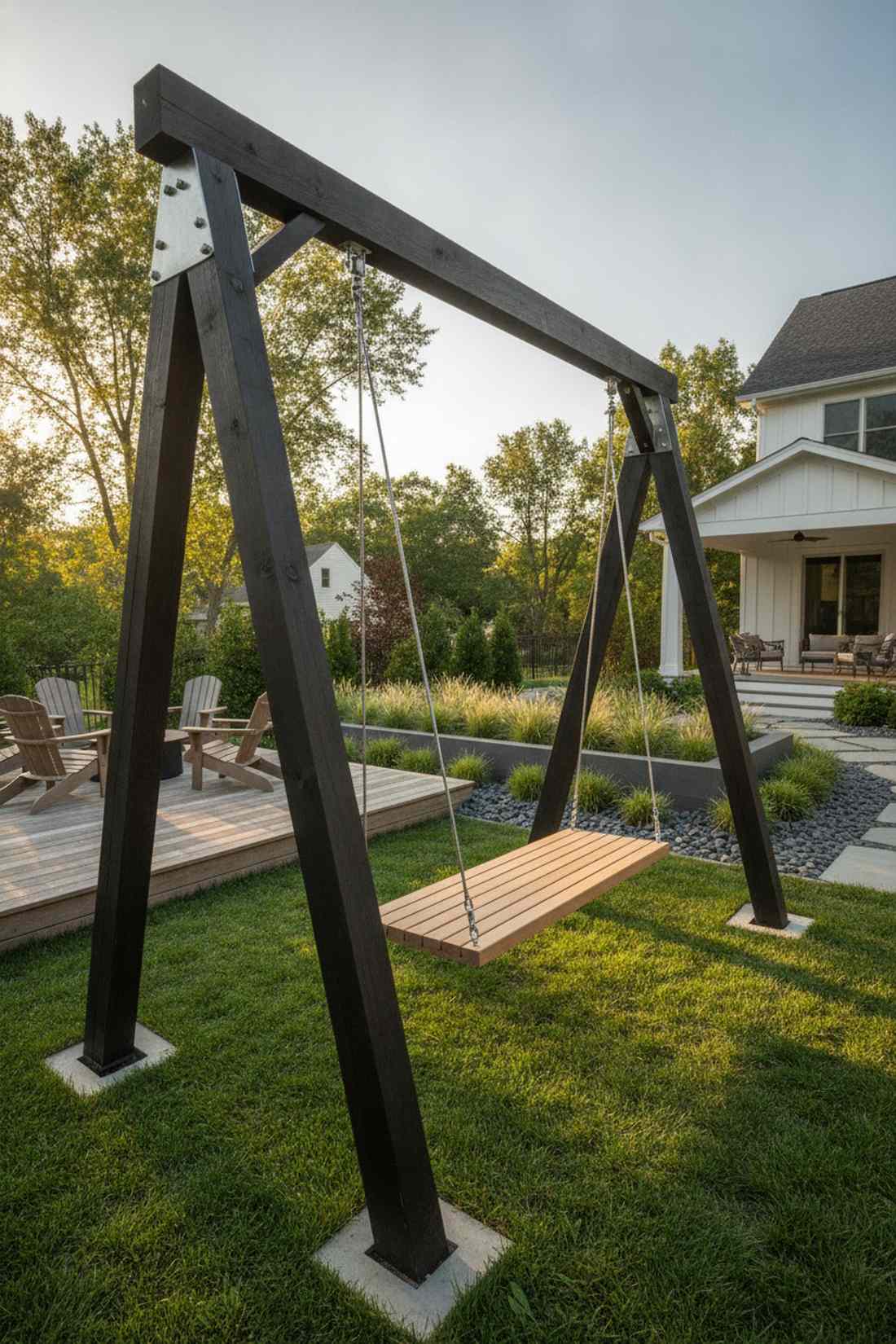 swing bench on modern frame