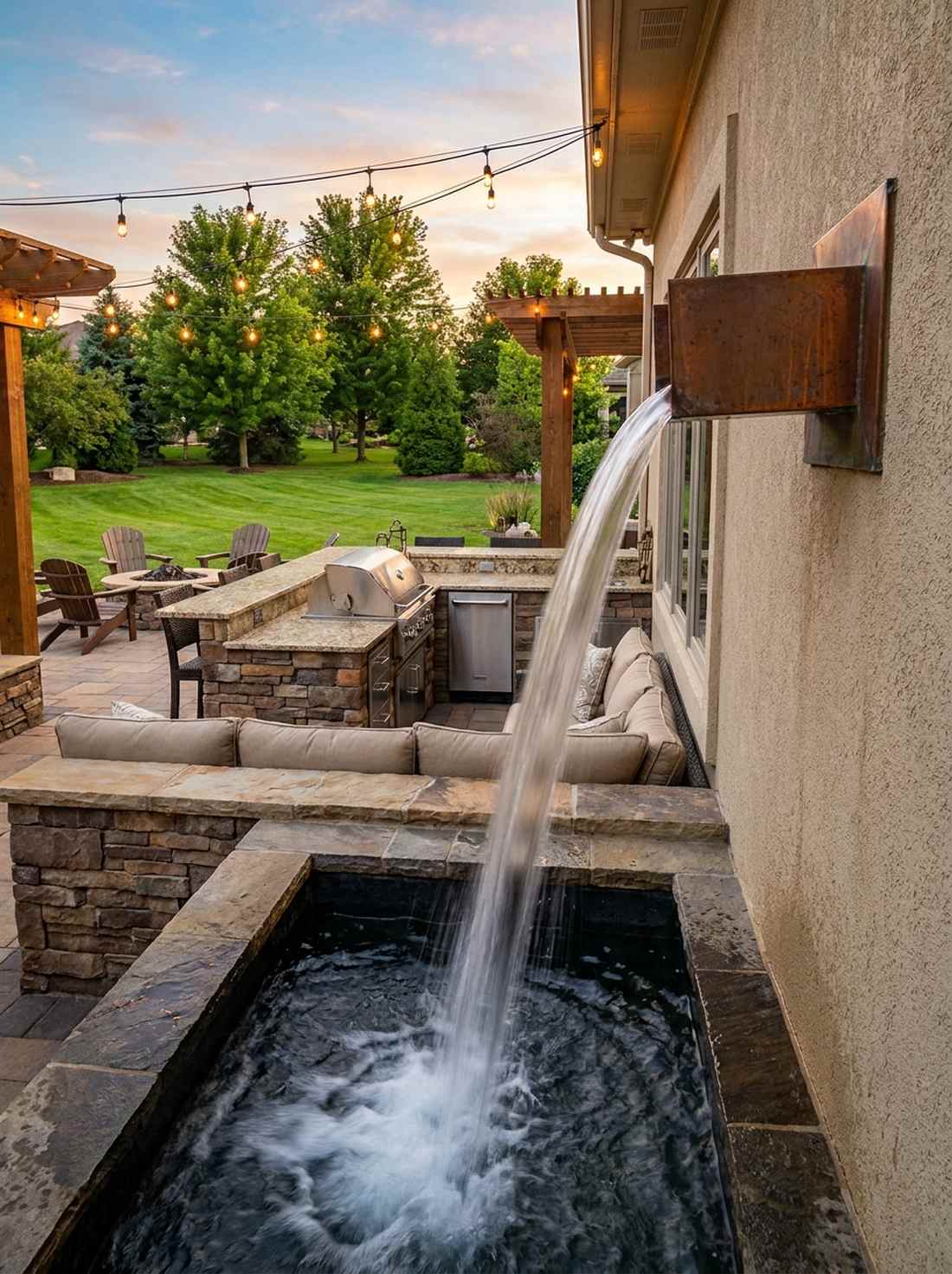 wall mounted scupper fountain