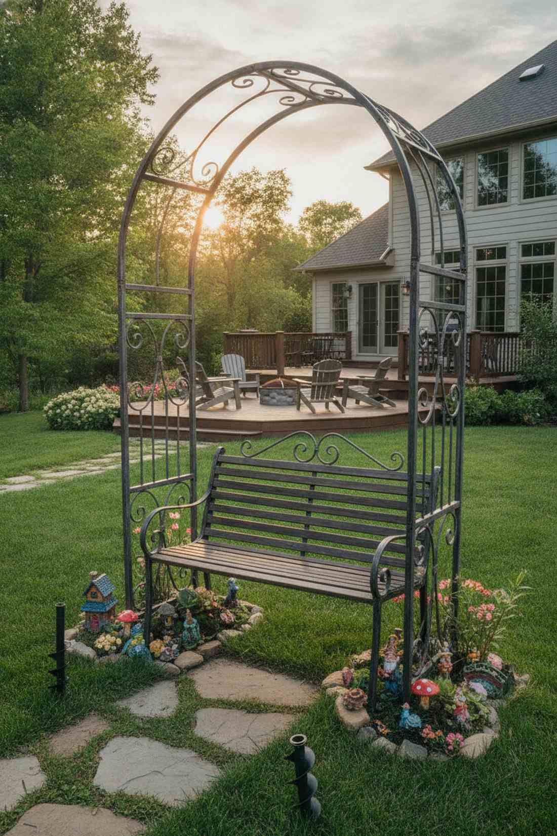 arbor with integrated bench
