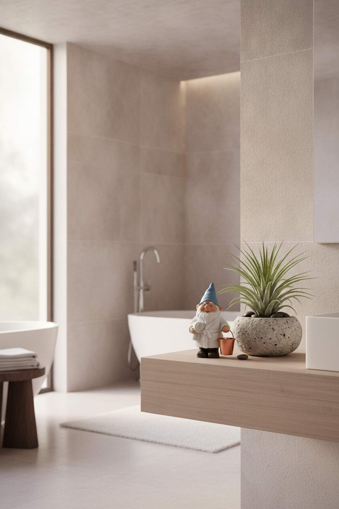 bathroom shelf spa gnome accent