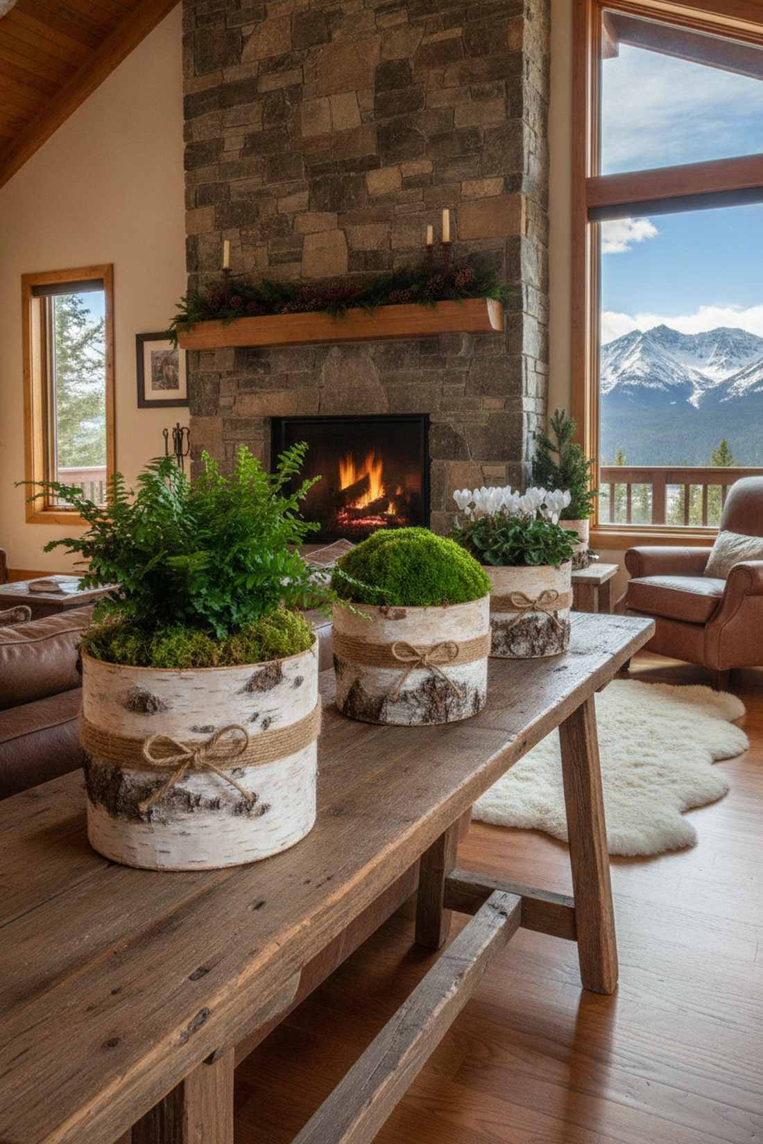 birch bark wrapped pots