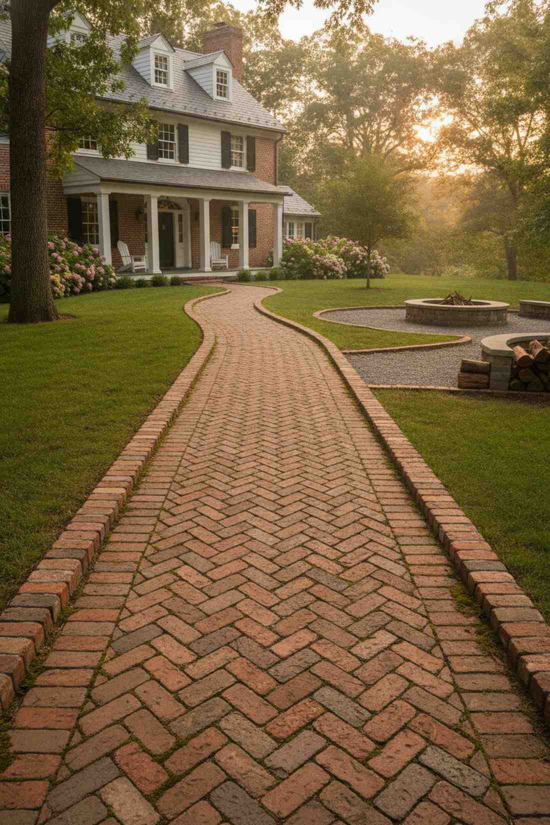 brick herringbone pathways