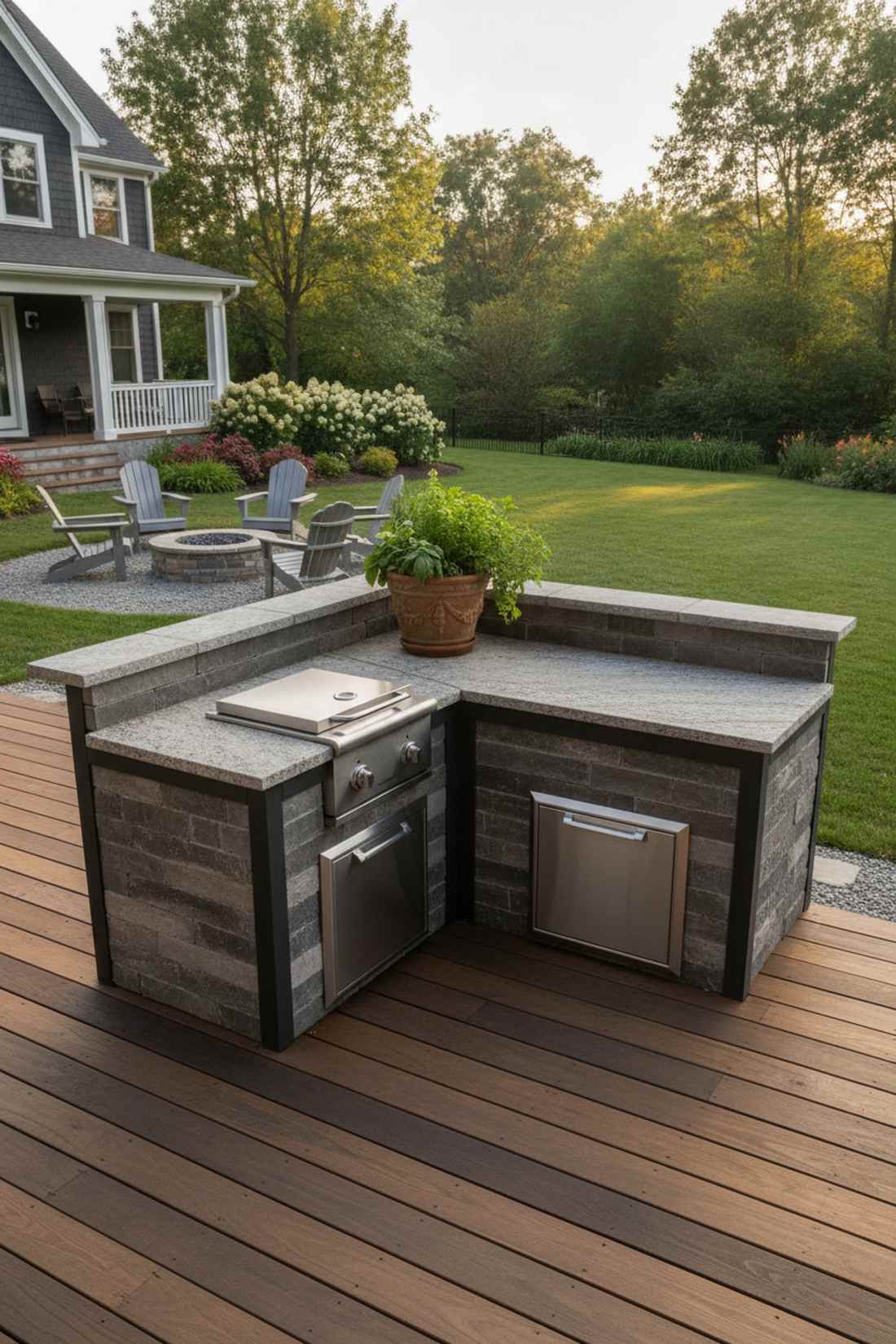 corner wedge grill station