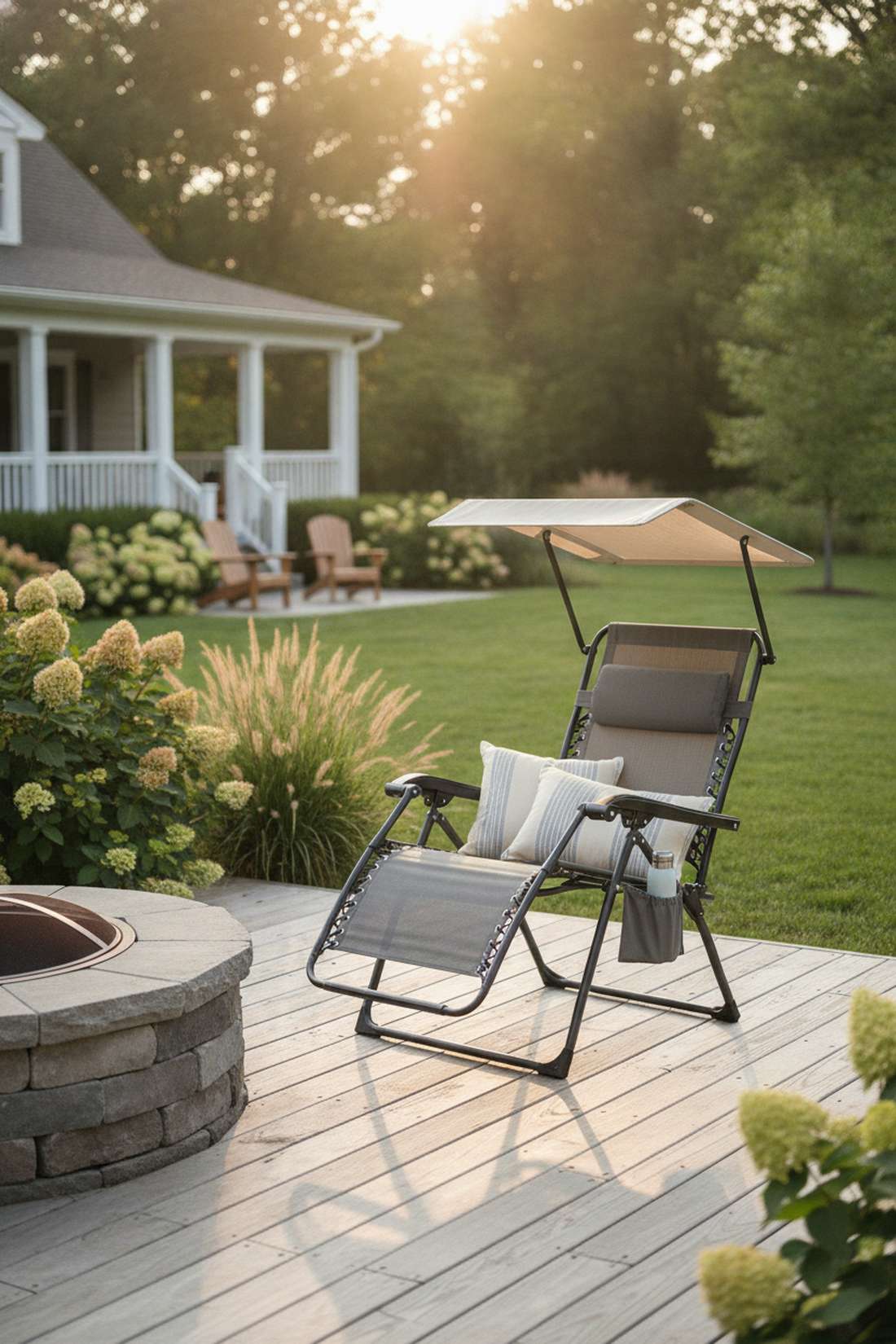 folding lounger with canopy