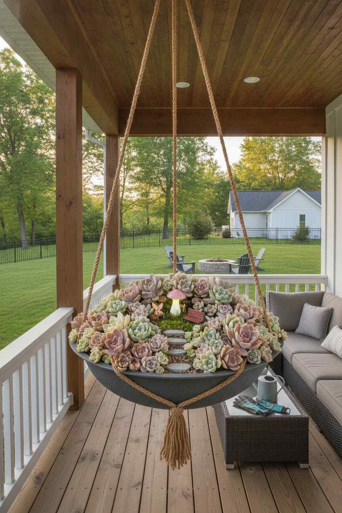 hanging echeveria composition