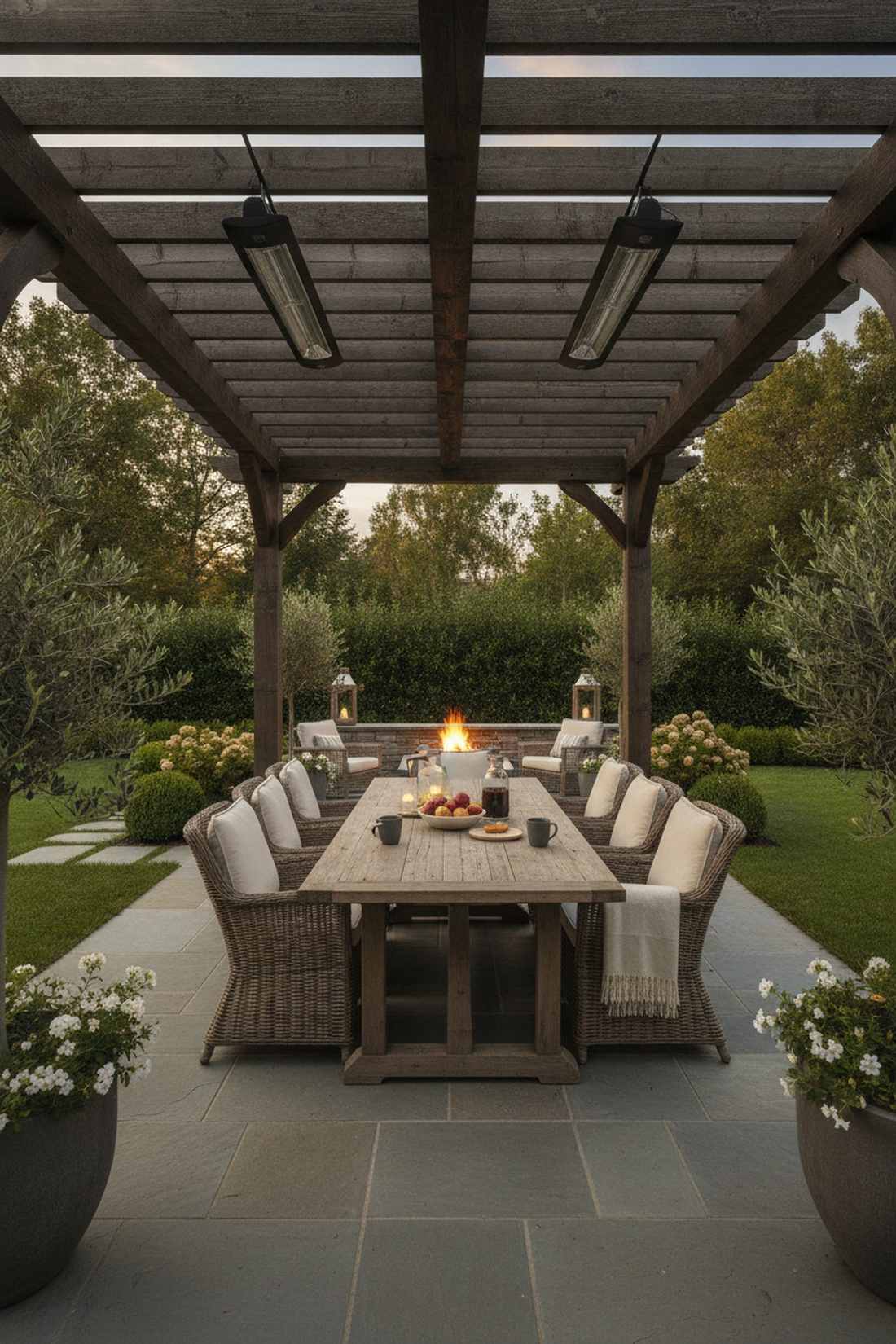 heated pergola with infrared elements