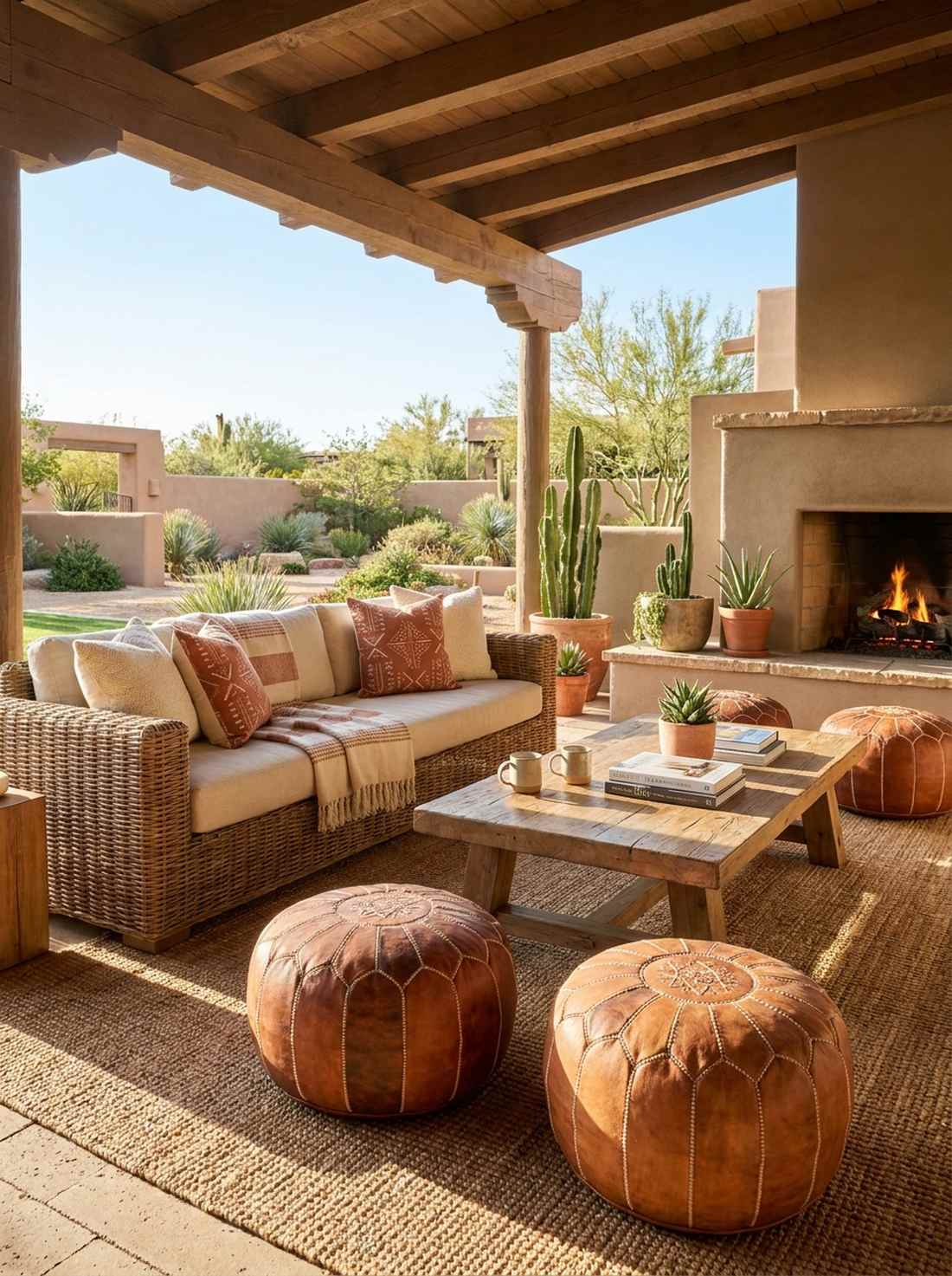leather moroccan poufs