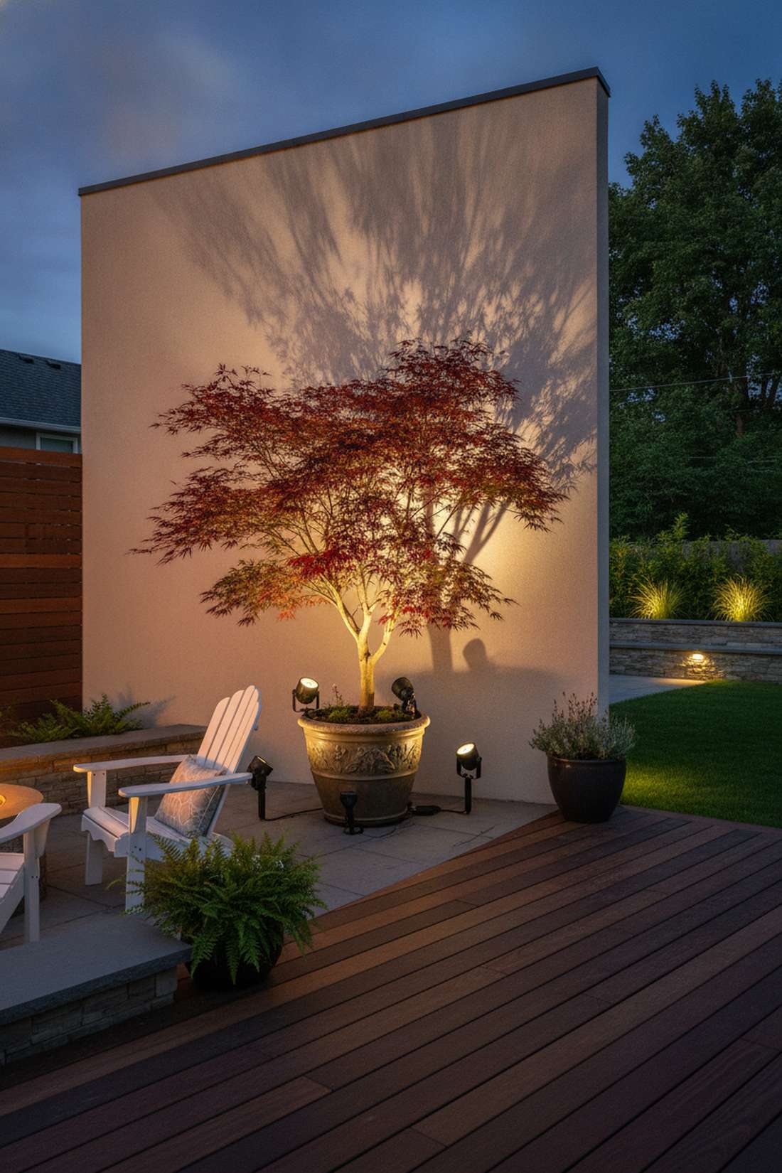 led planter uplighting