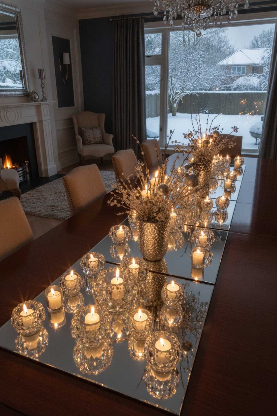 mirror and crystal table accents