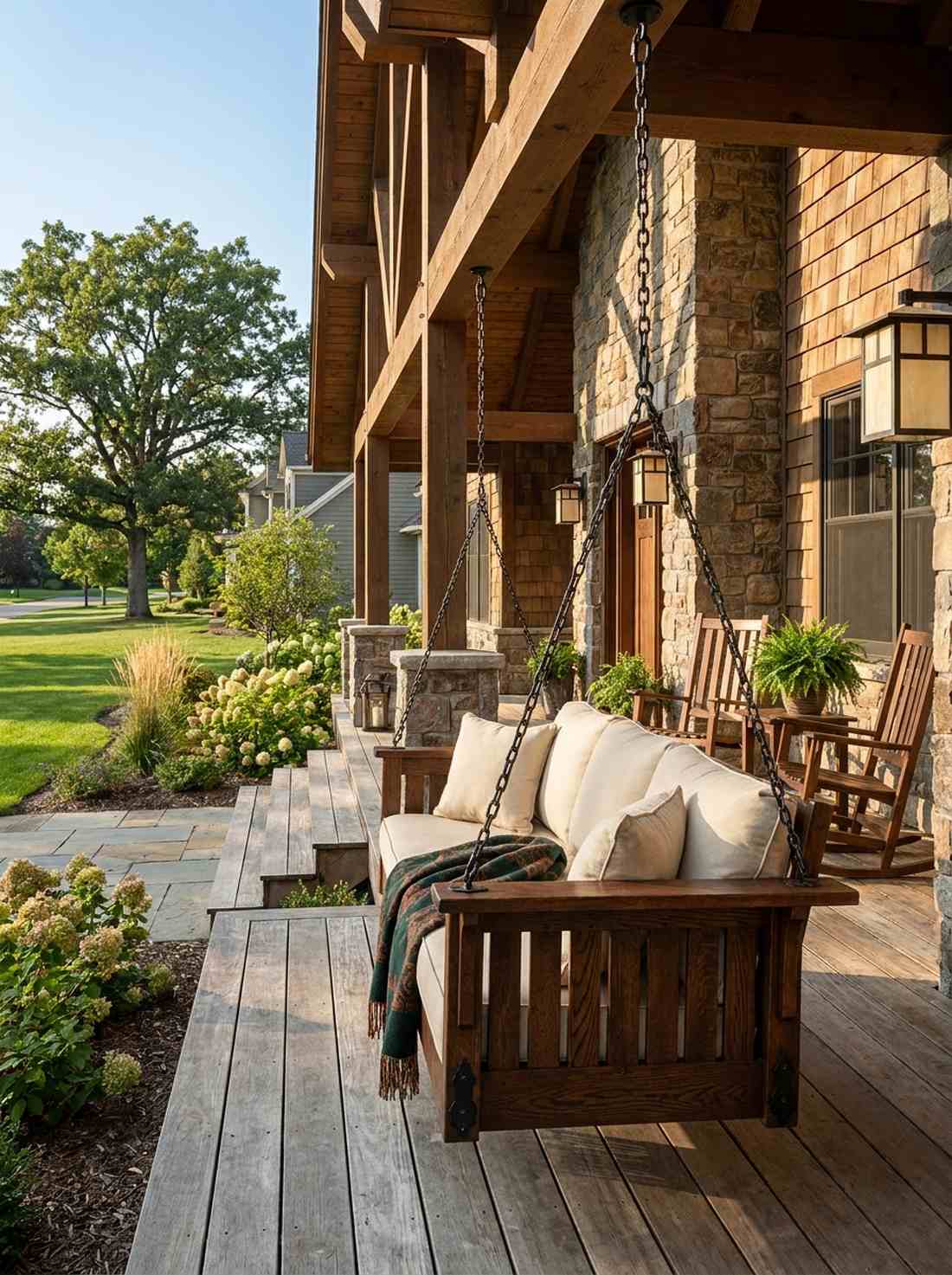 mission style porch swing